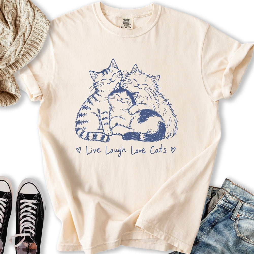 Live Laugh Love Cats Relaxed Tee
