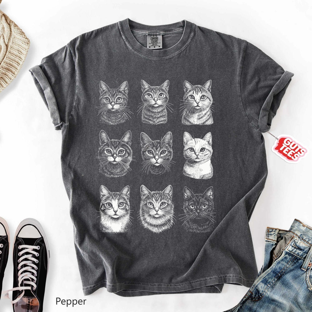 Vintage Cat Faces T-Shirt