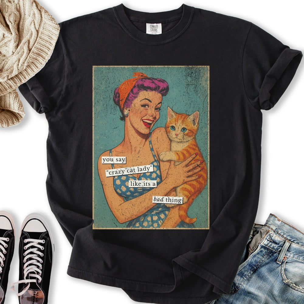 Retro Crazy Cat Lady T-shirt