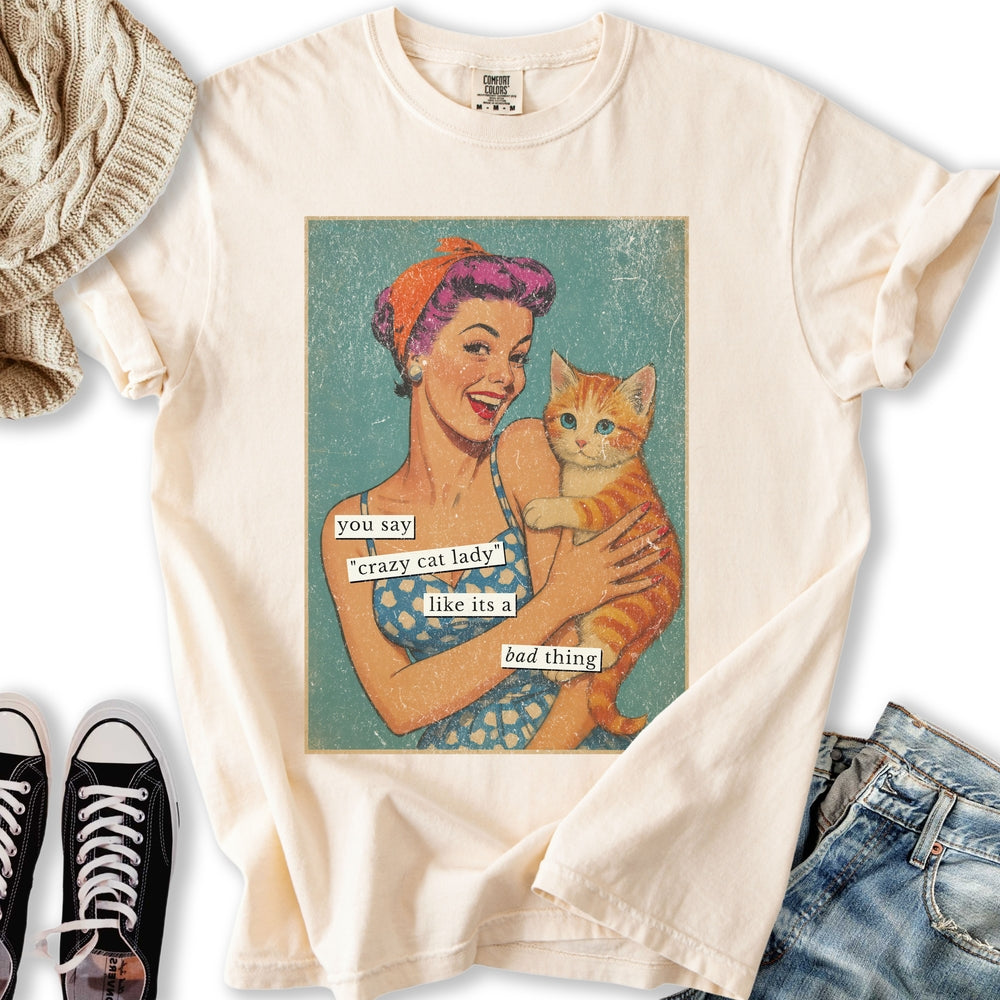 Retro Crazy Cat Lady T-shirt
