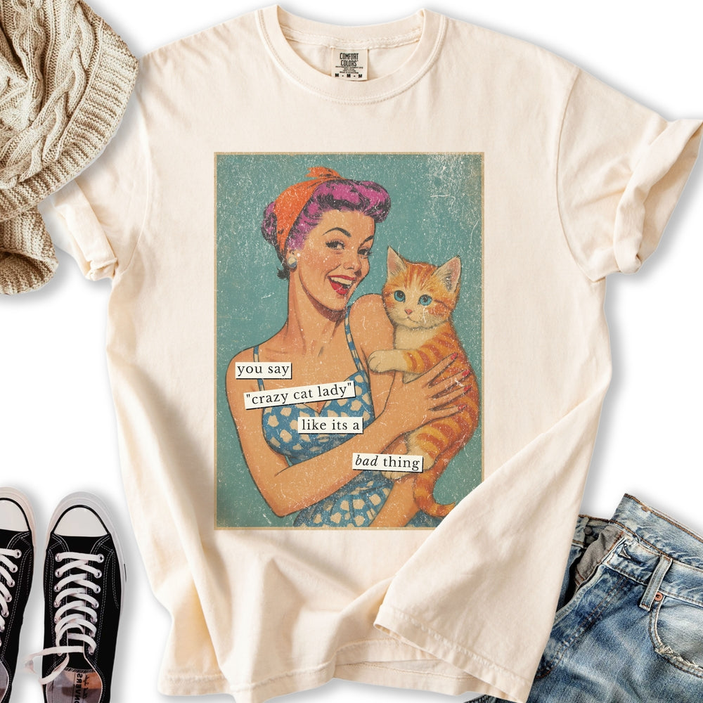 Retro Crazy Cat Lady T-shirt