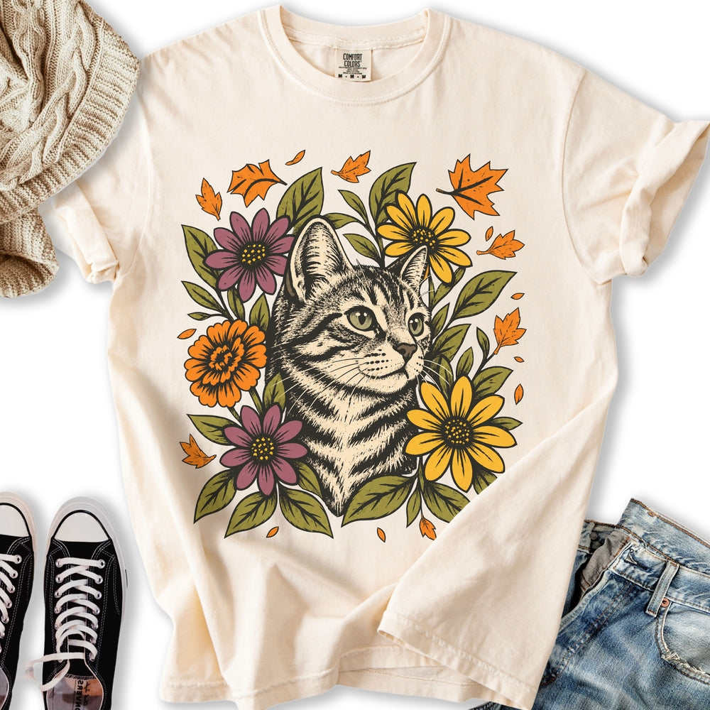 Floral Tabby Cat Relaxed Tee