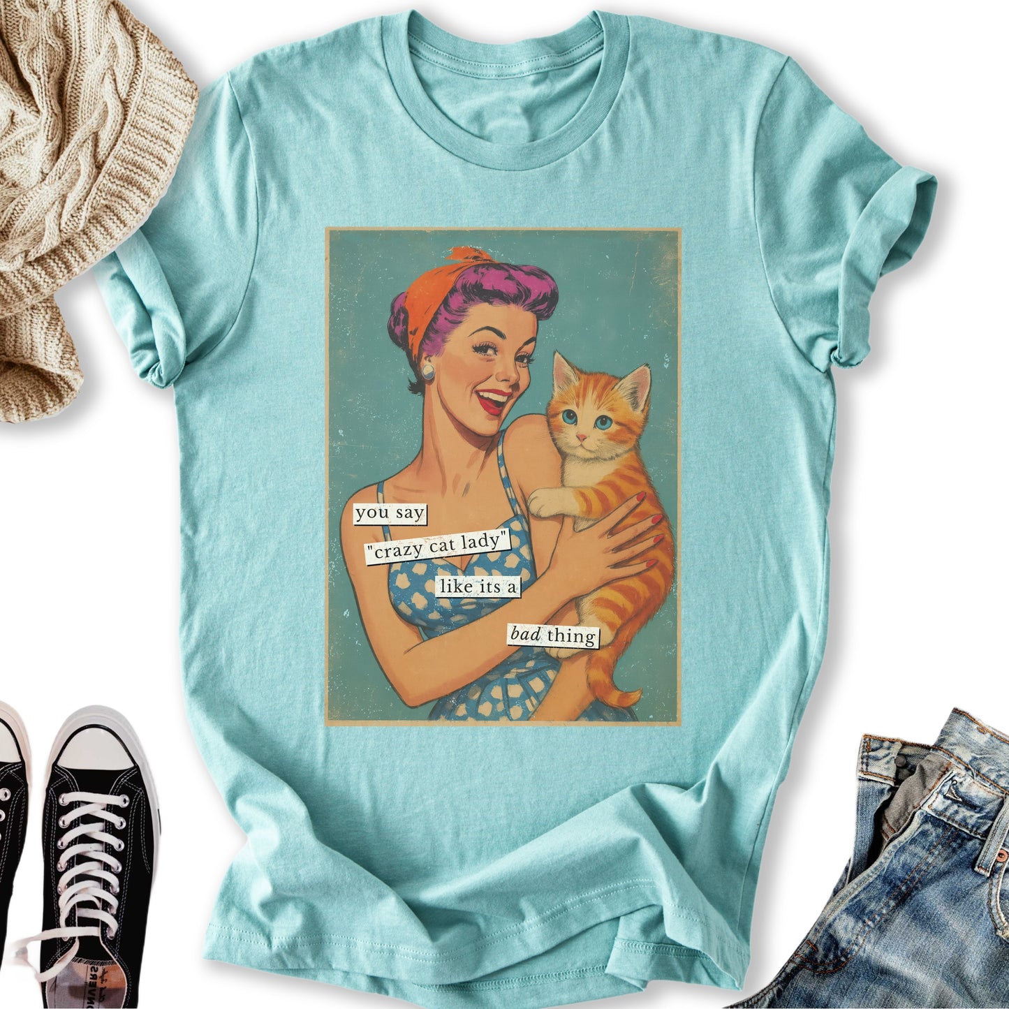 Retro Crazy Cat Lady T-Shirt