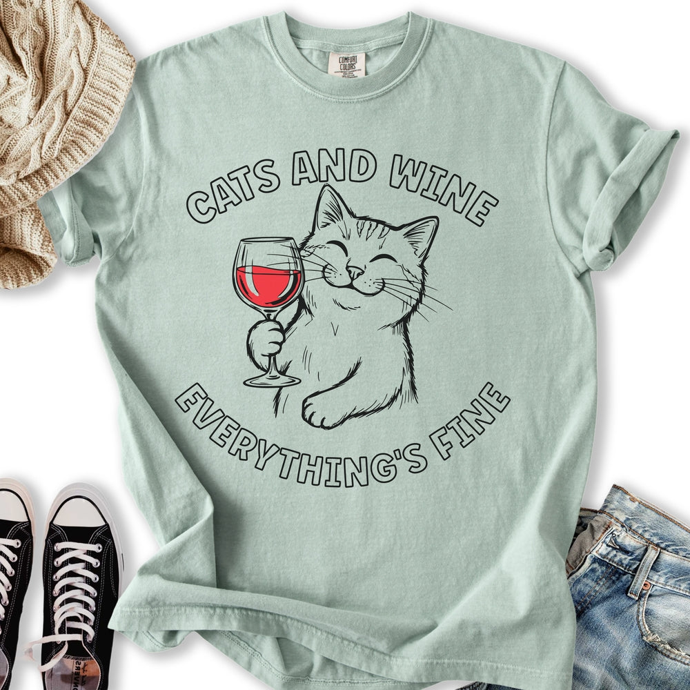 Cats and Wine LineArt T-Shirt