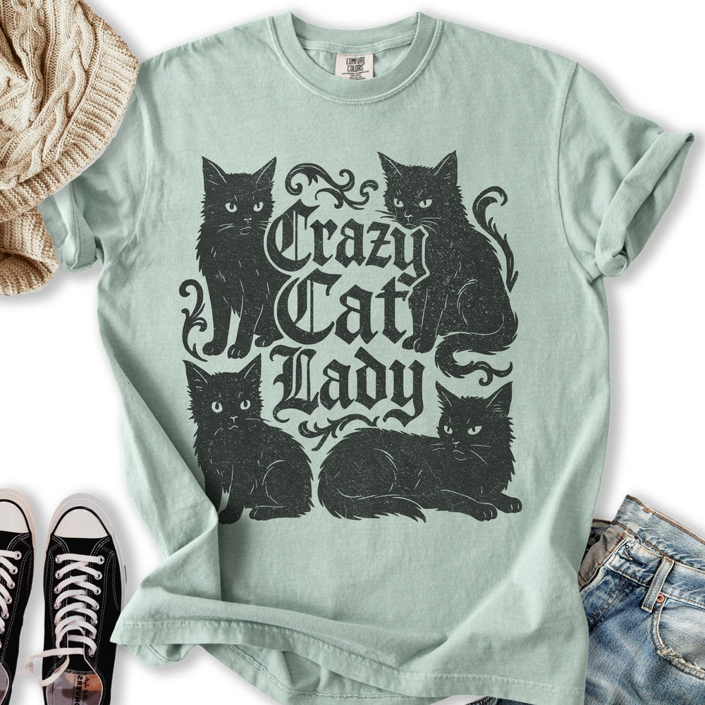 Vintage Crazy Black Cat Lady T-Shirt