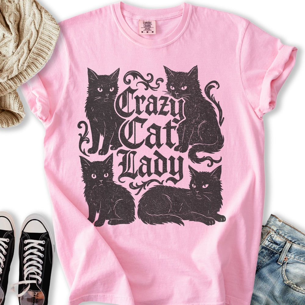 Vintage Crazy Black Cat Lady T-Shirt