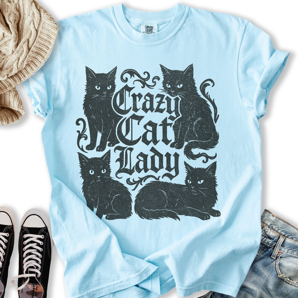 Vintage Crazy Black Cat Lady T-Shirt