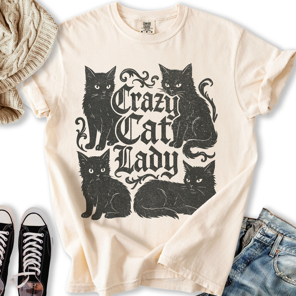 Vintage Crazy Black Cat Lady T-Shirt