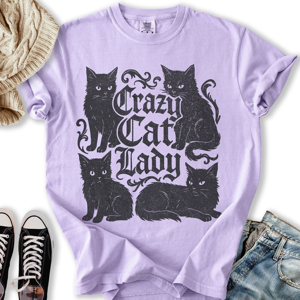 Vintage Crazy Black Cat Lady T-Shirt