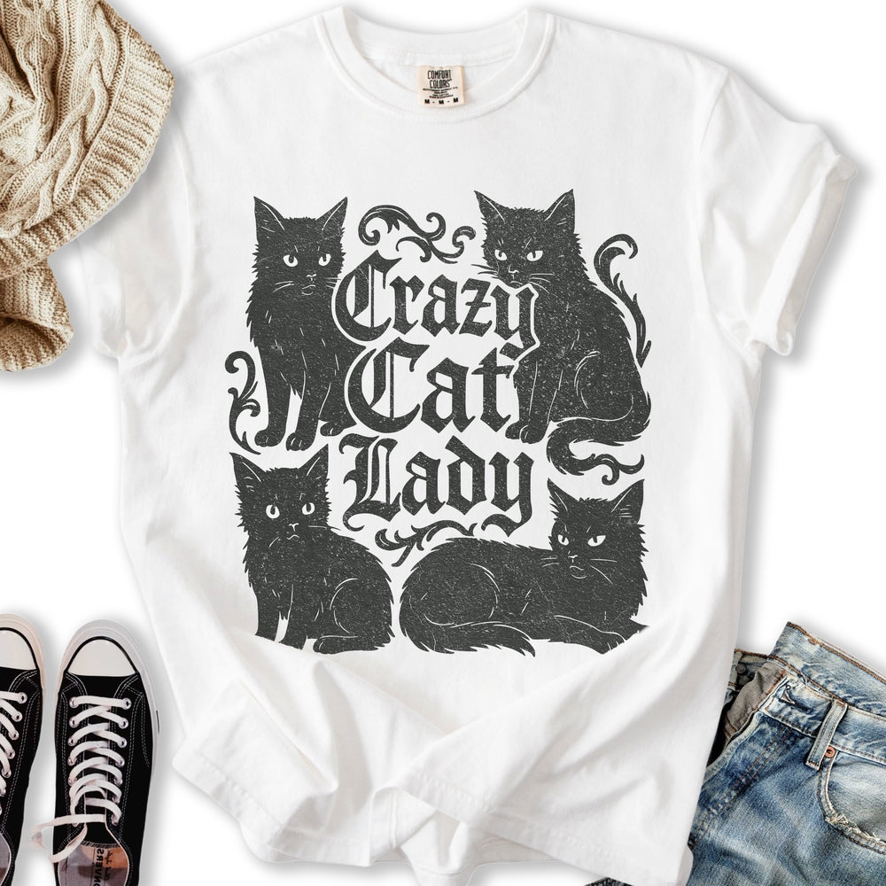 Vintage Crazy Black Cat Lady T-Shirt