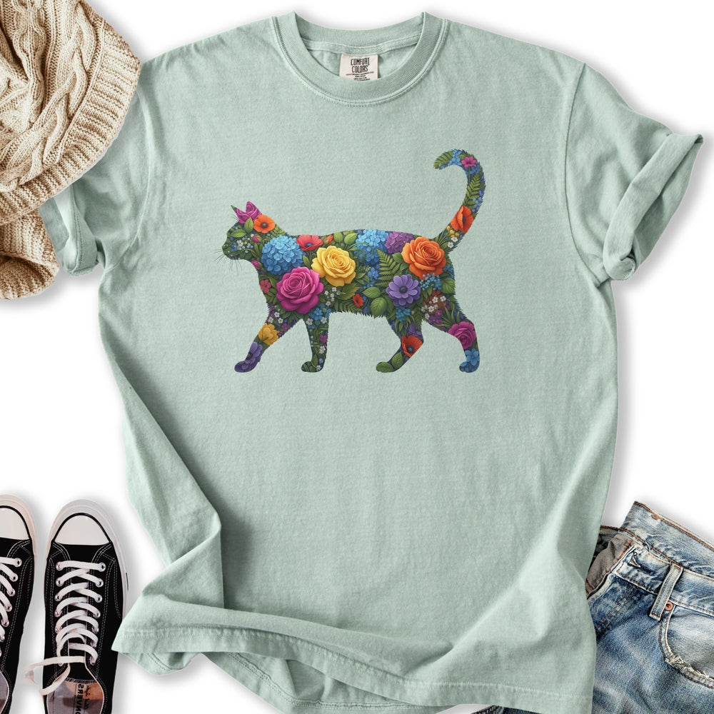 Bright Floral Cat T-Shirt