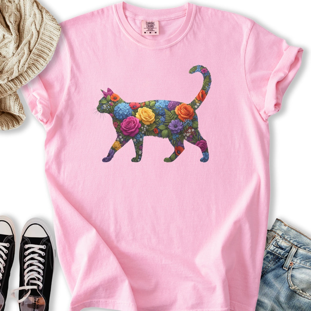 Bright Floral Cat T-Shirt