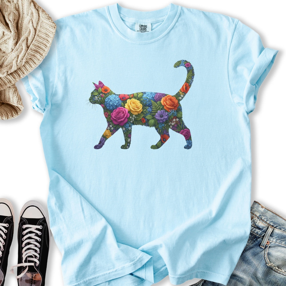 Bright Floral Cat T-Shirt