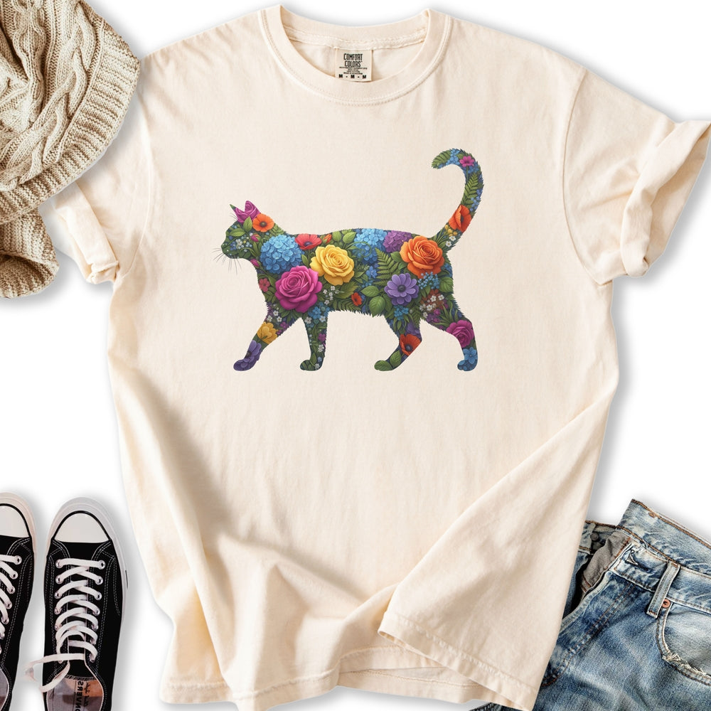 Bright Floral Cat T-Shirt