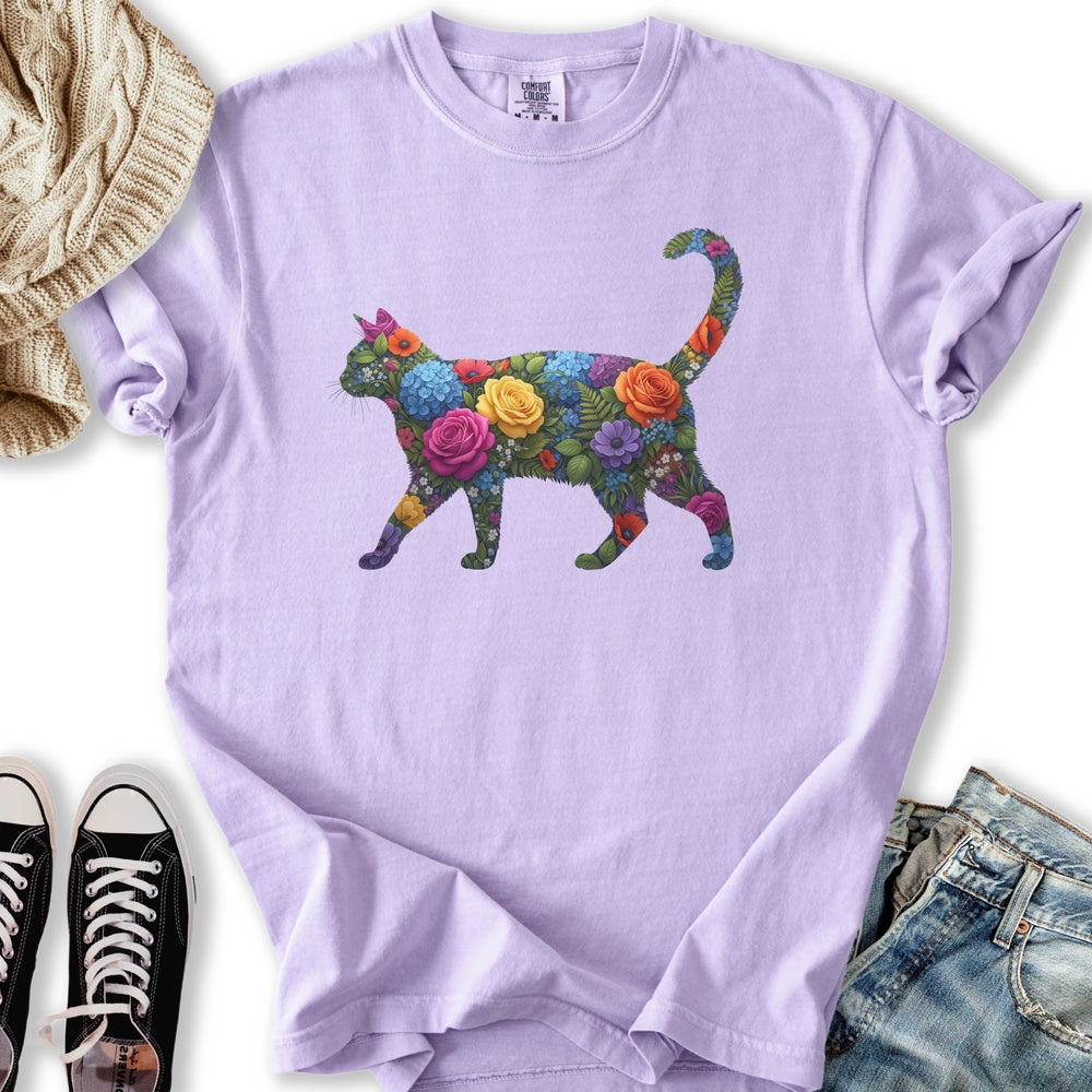 Bright Floral Cat T-Shirt