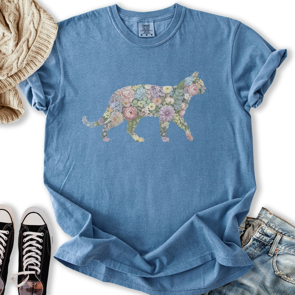 Pastel Floral Cat T-shirt
