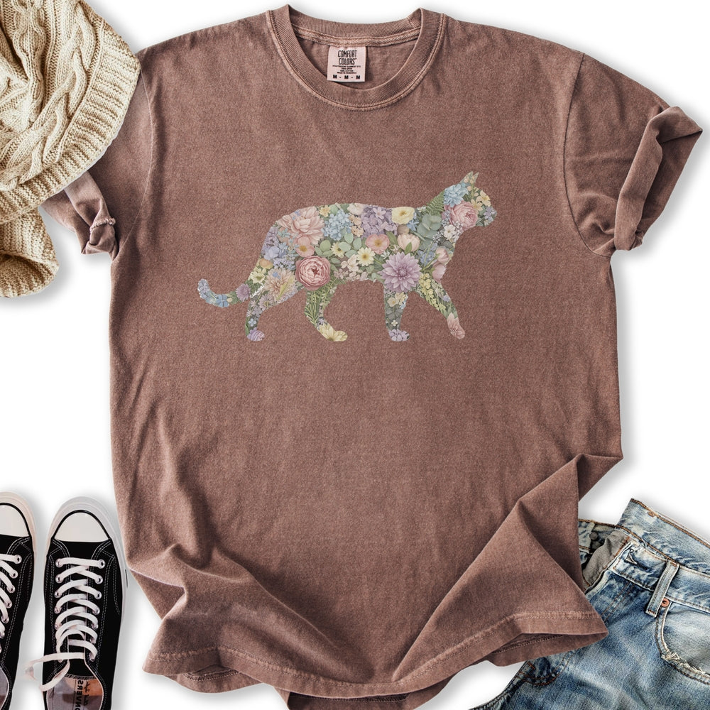 Pastel Floral Cat T-shirt