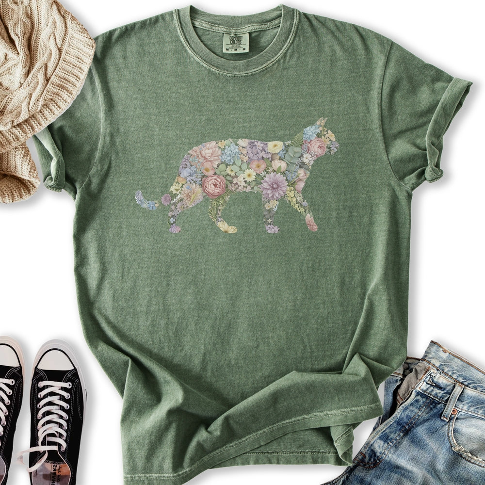 Pastel Floral Cat T-shirt