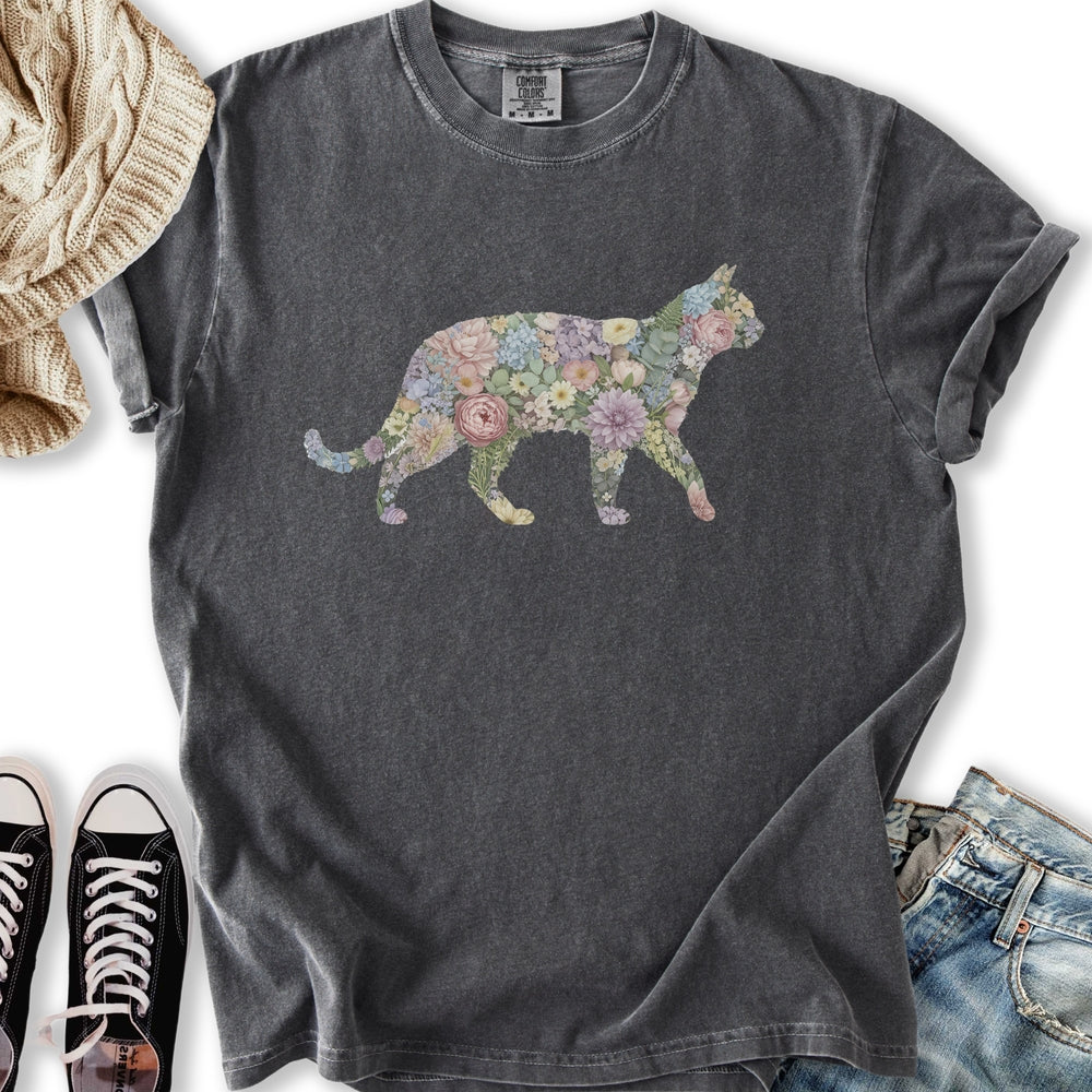 Pastel Floral Cat T-shirt