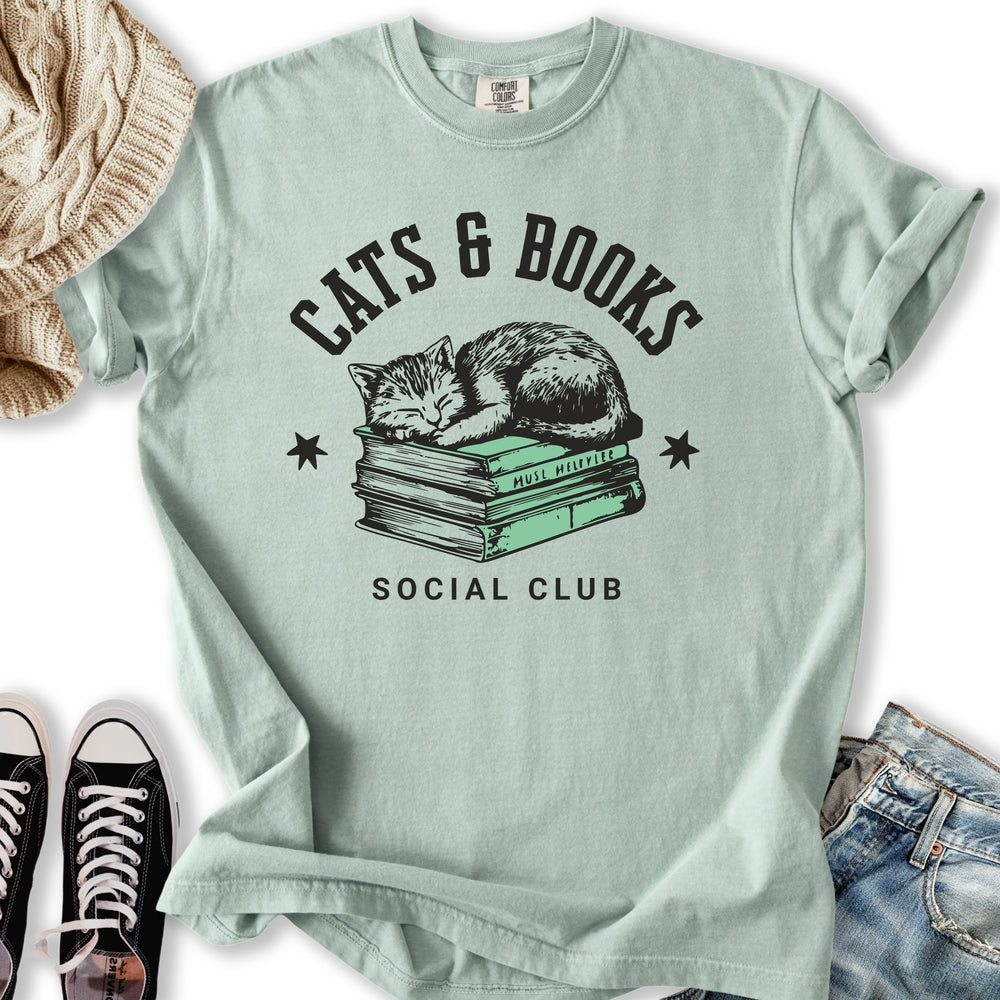 Cats & Books Social T-Shirt