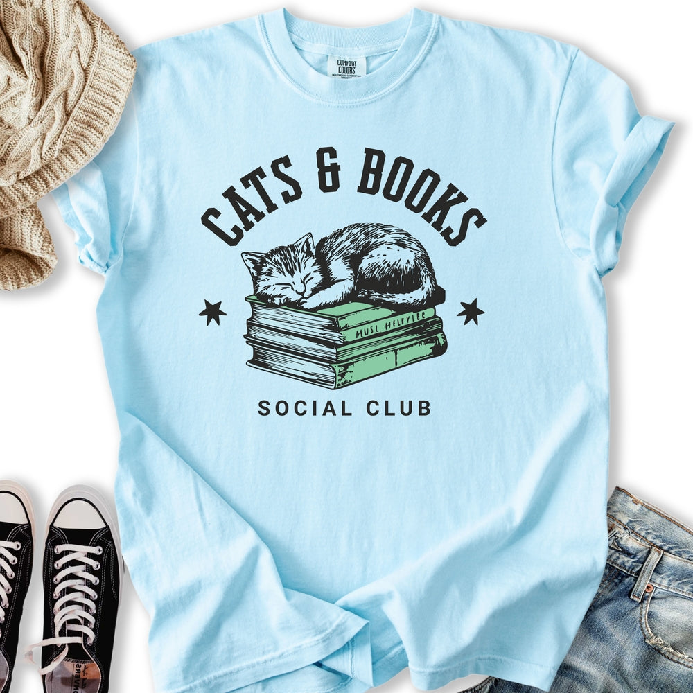 Cats & Books Social T-Shirt