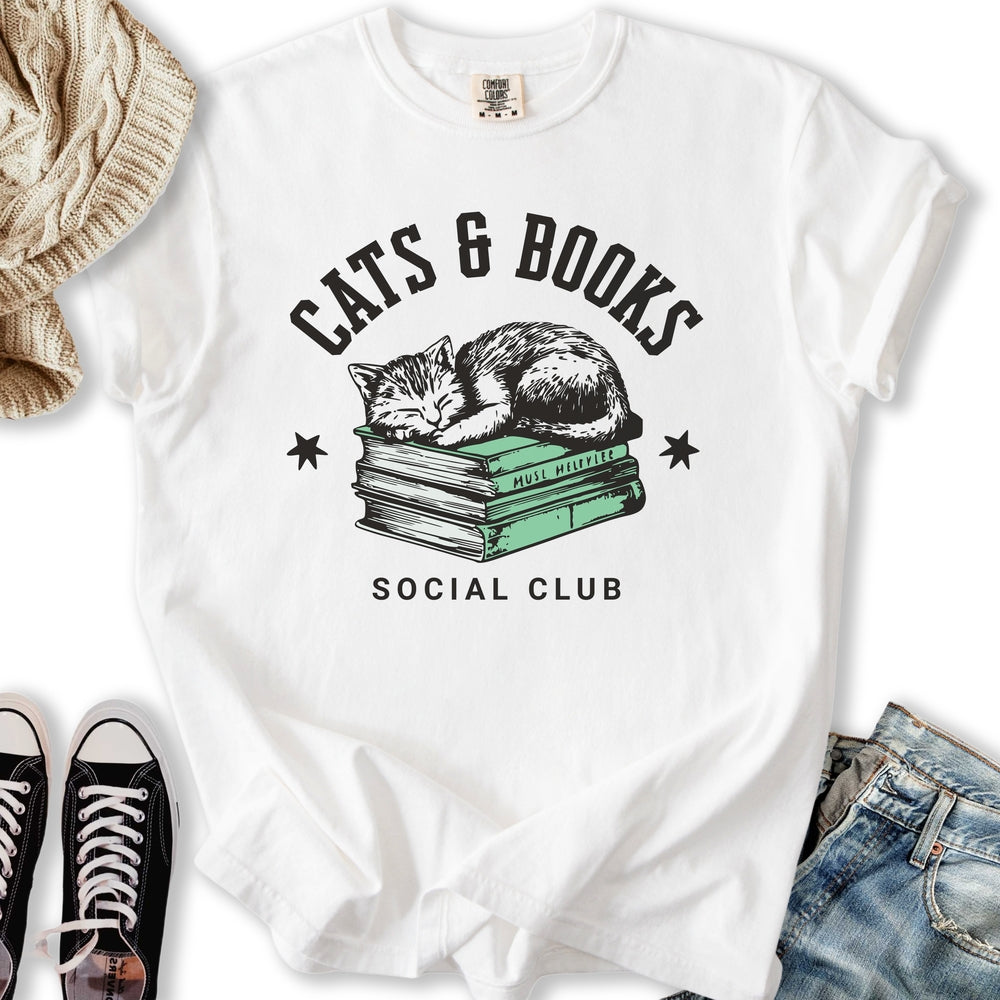 Cats & Books Social T-Shirt