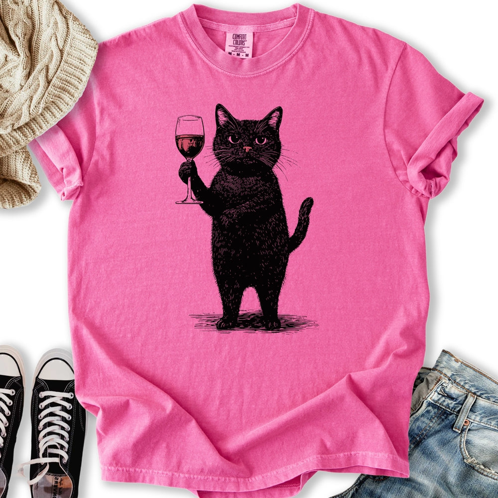 Black Cat Red Wine T-shirt