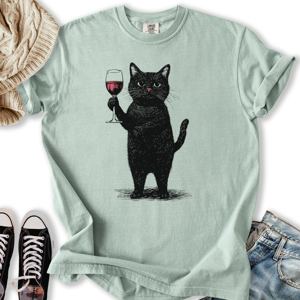 Black Cat Red Wine T-shirt