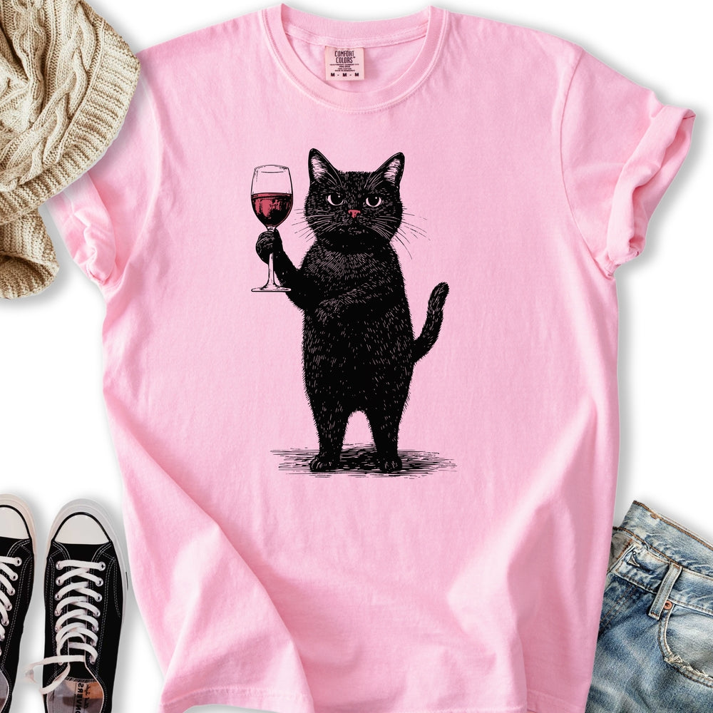 Black Cat Red Wine T-shirt