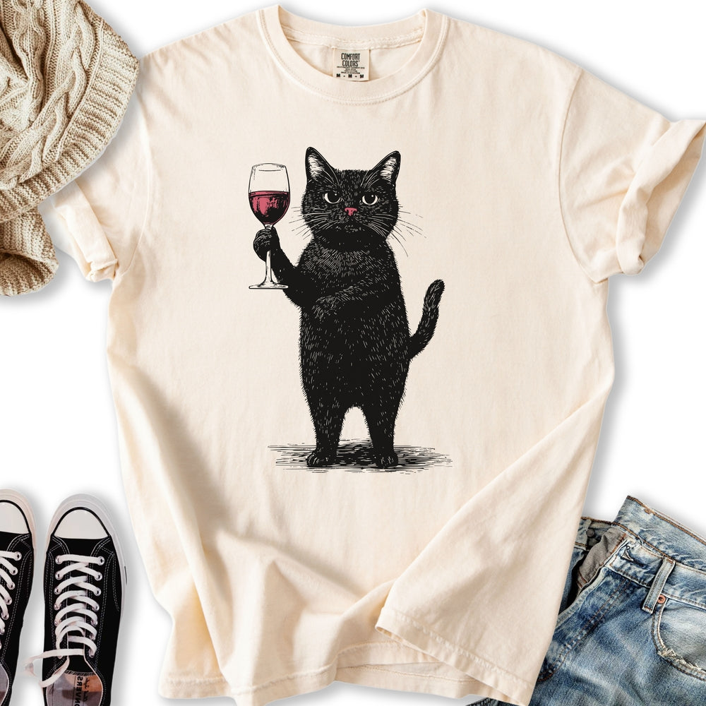 Black Cat Red Wine T-shirt