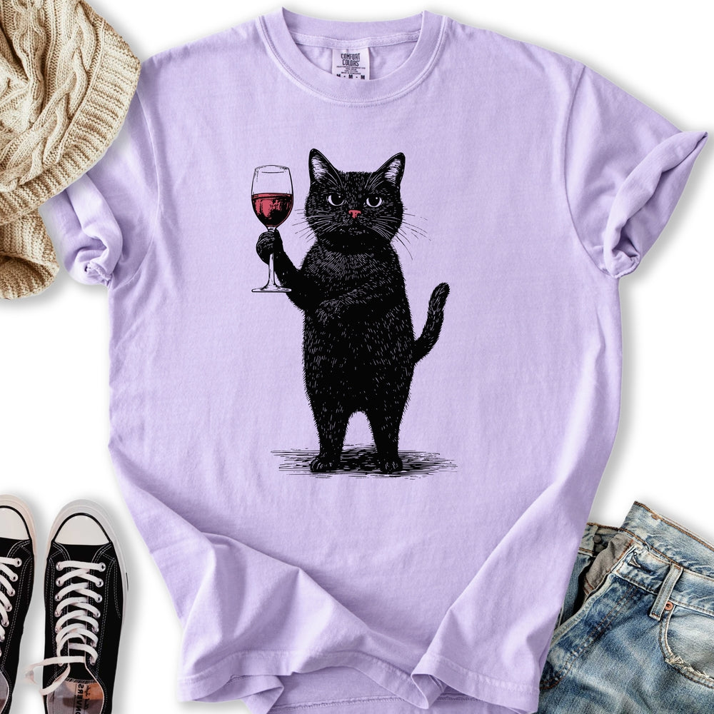 Black Cat Red Wine T-shirt