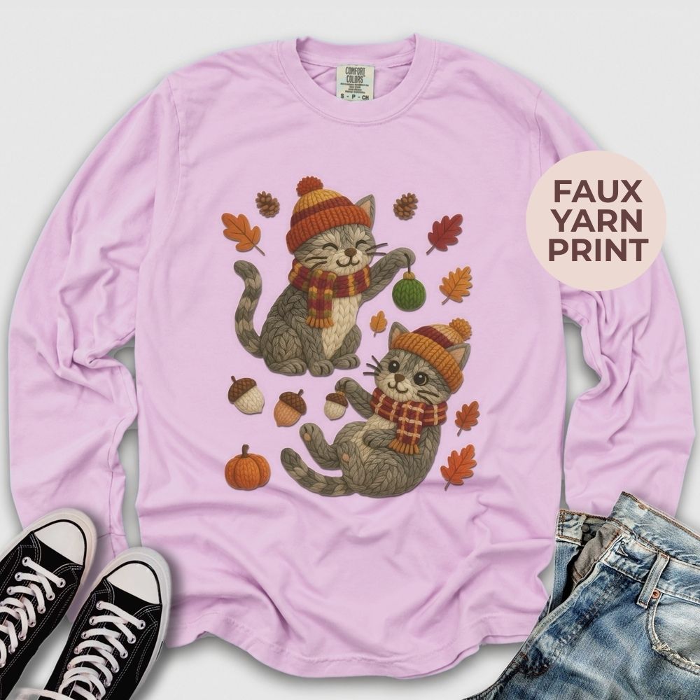 Fall Yarn Cats Long Sleeve Tee