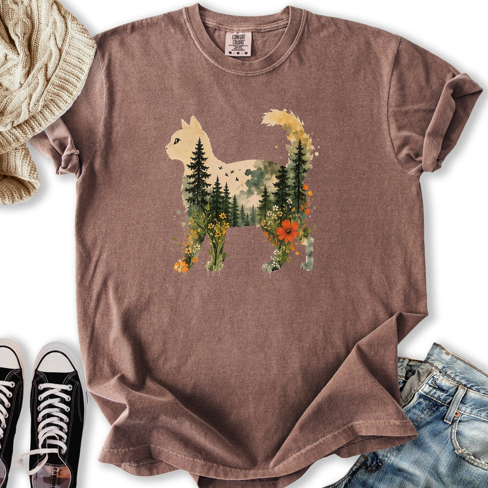 Floral Cat Sunset T-Shirt