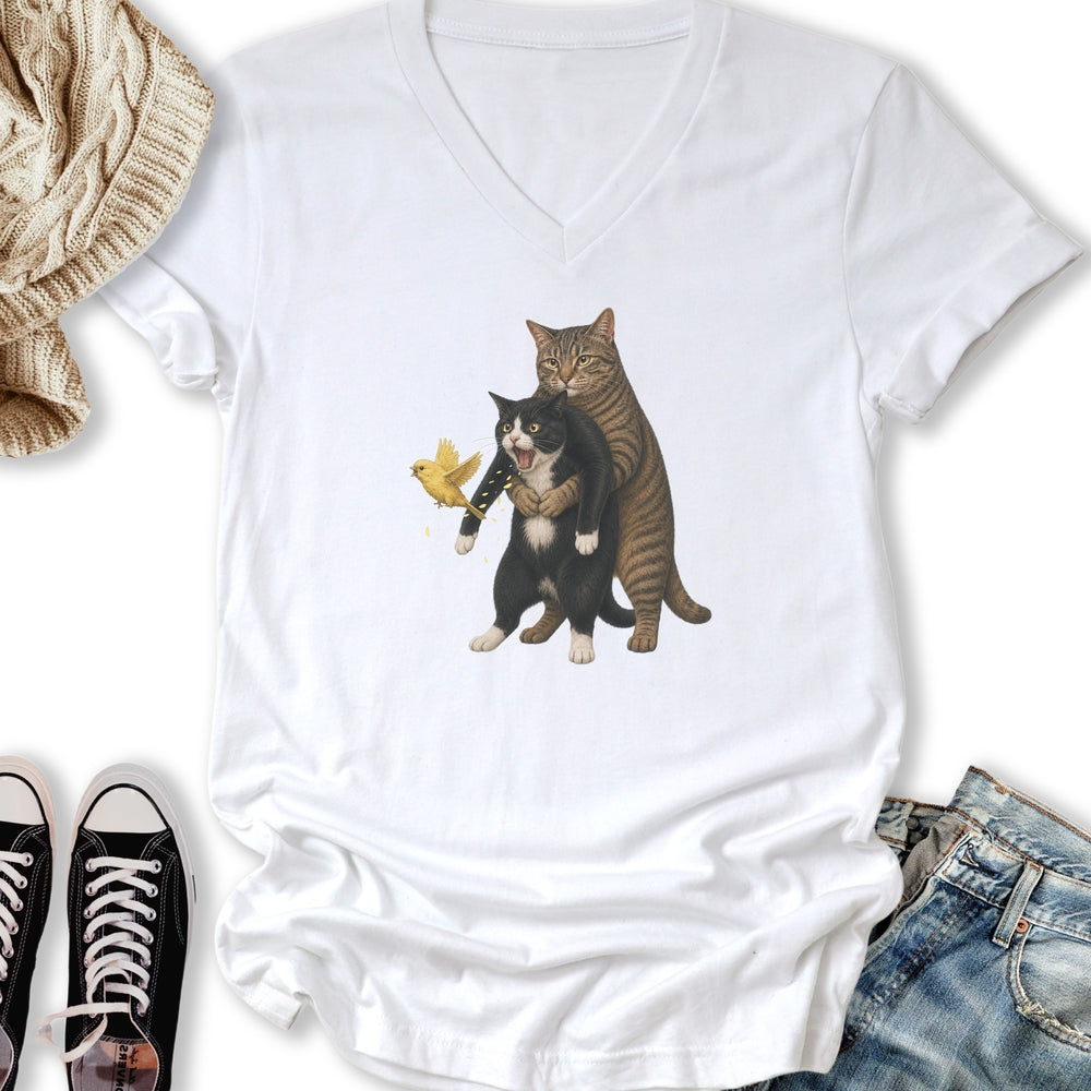 Cat Heimlich Maneuver V-Neck Tee