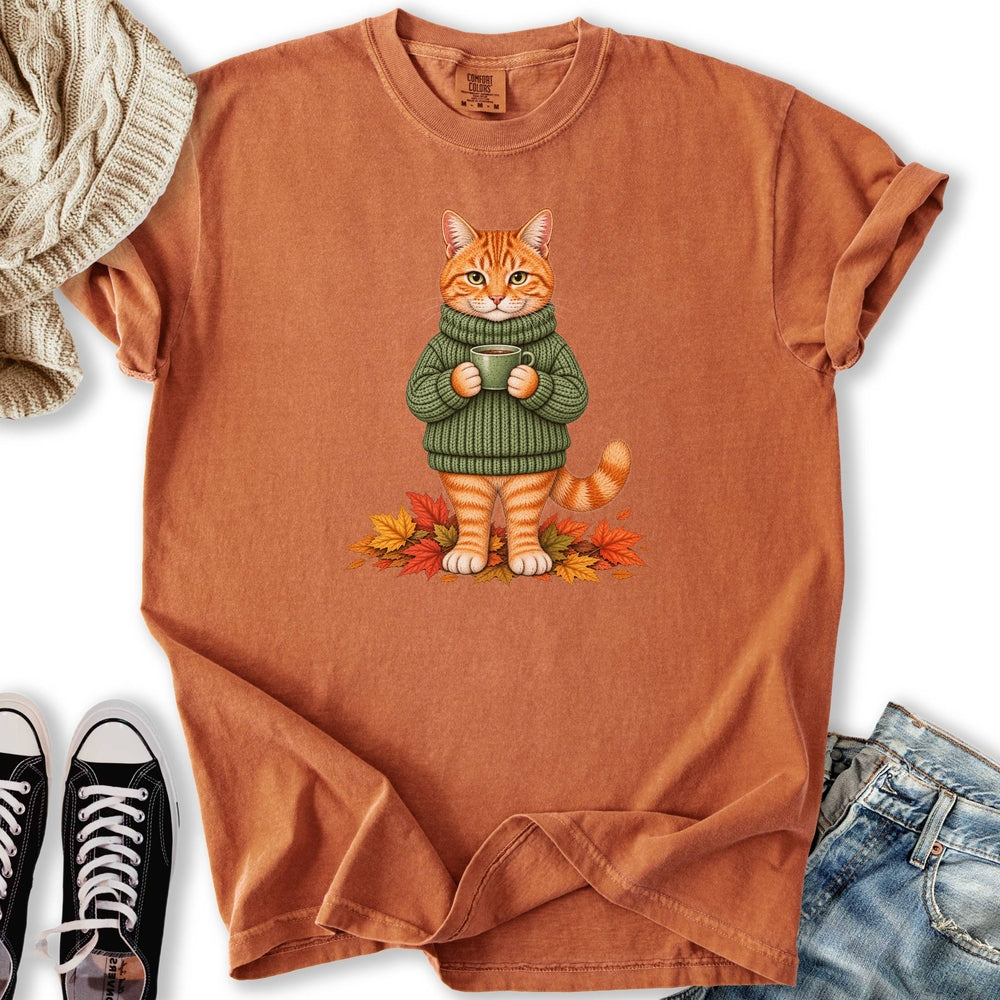 Cozy Fall Ginger Cat Relaxed Tee