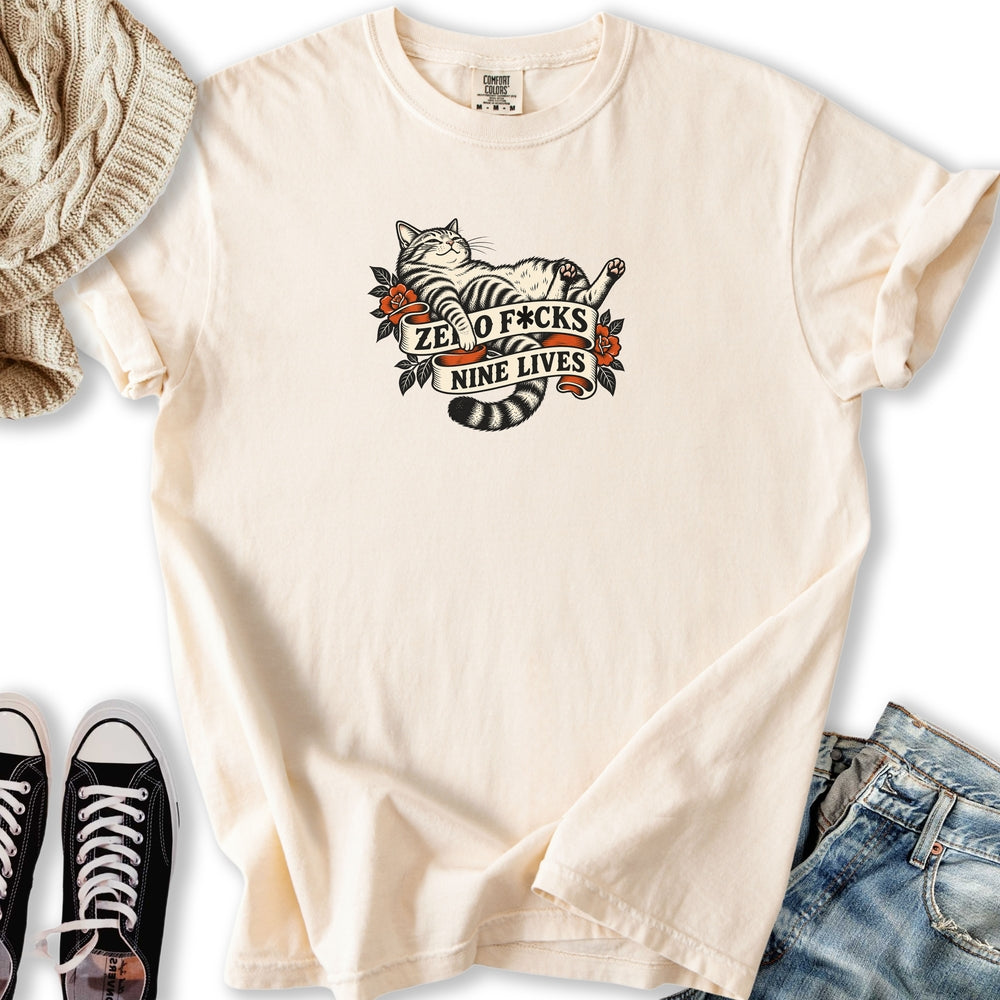 Nine Lives Cat Tattoo Relaxed Tee