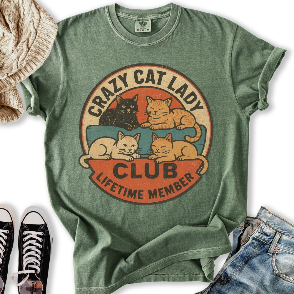 Retro Crazy Cat Lady Club T-Shirt