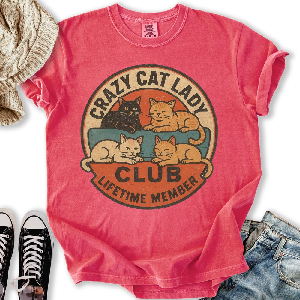 Retro Crazy Cat Lady Club T-Shirt