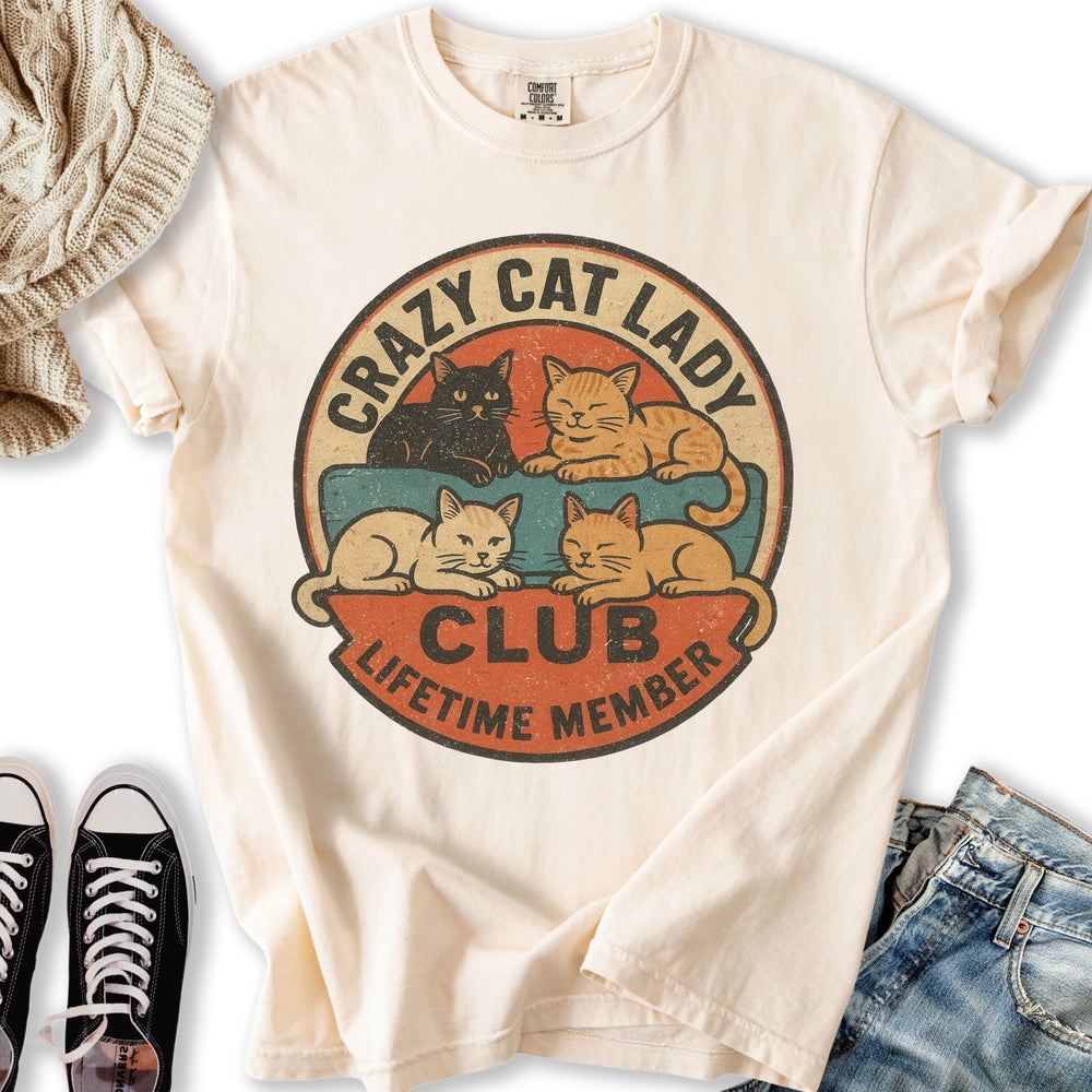 Retro Crazy Cat Lady Club T-Shirt