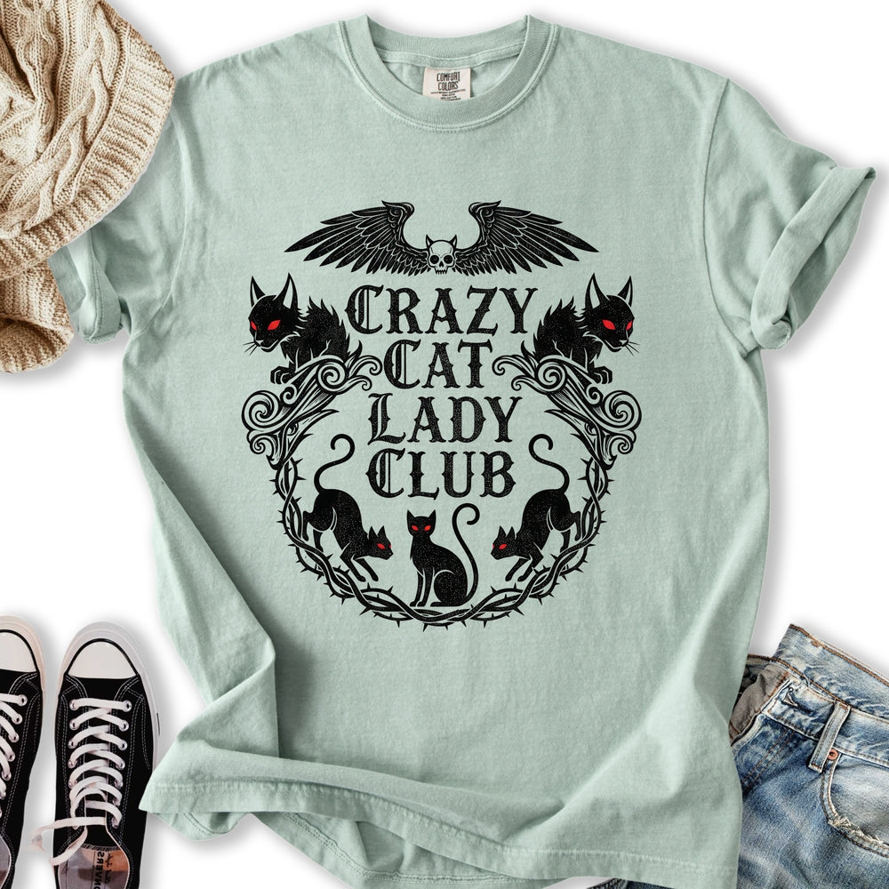 Gothic Crazy Cat Lady Club T-Shirt