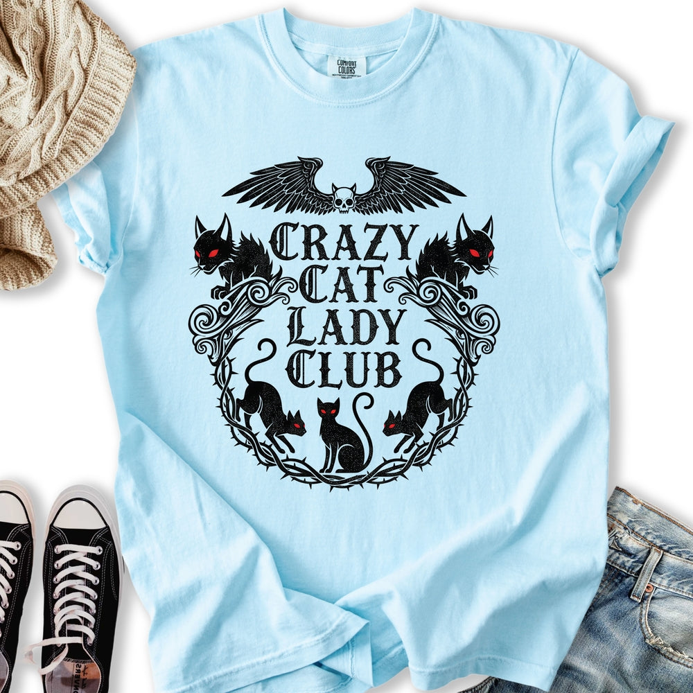 Gothic Crazy Cat Lady Club T-Shirt