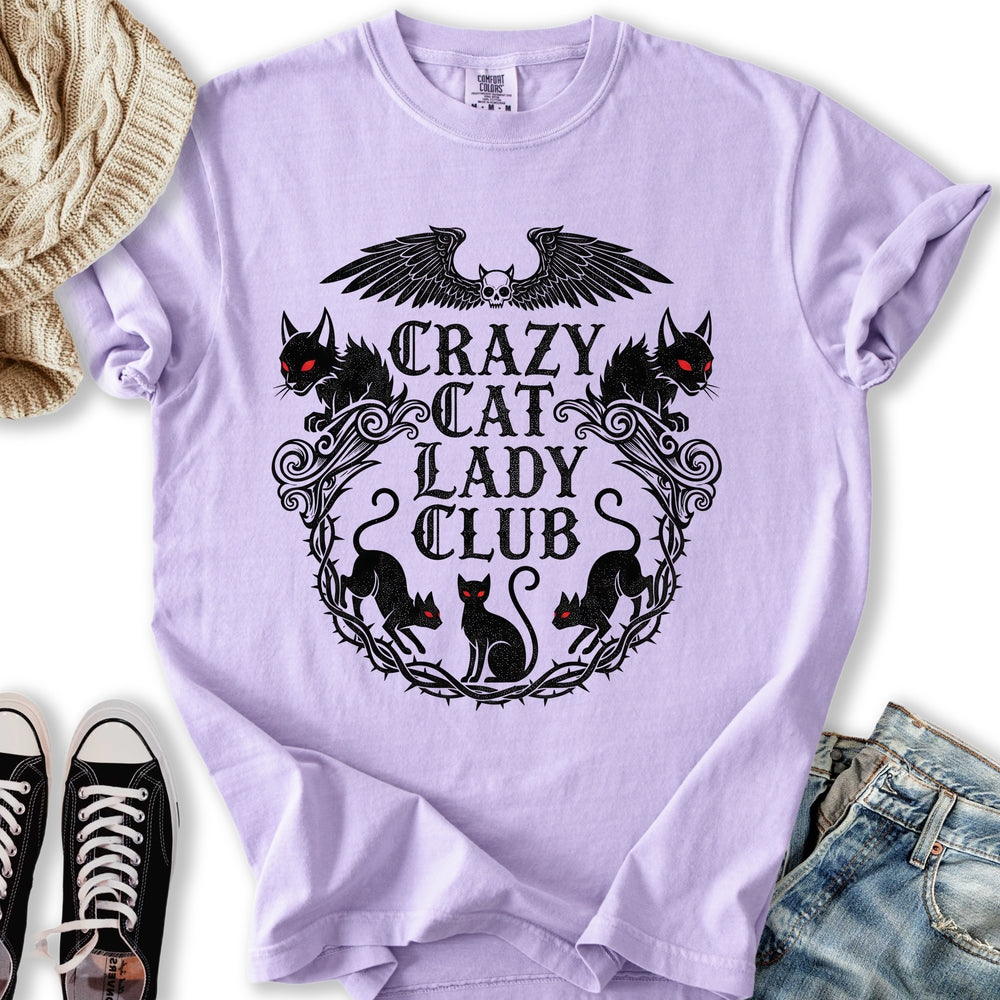 Gothic Crazy Cat Lady Club T-Shirt