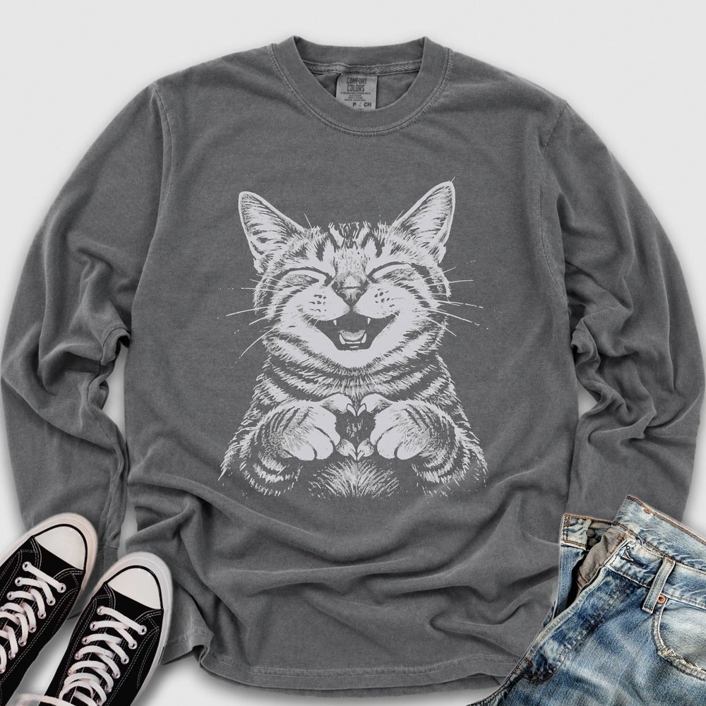 Cat Love Heart Long Sleeve Tee