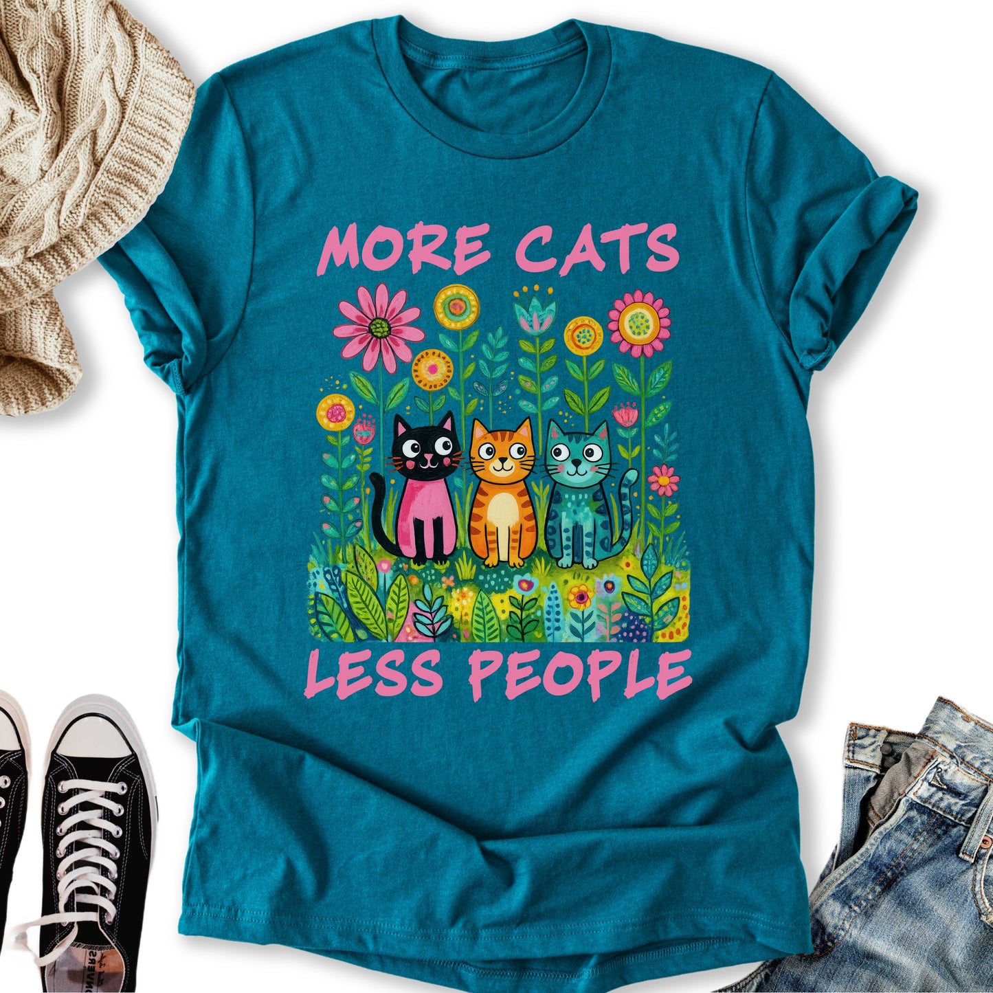 More Cats Folk Art T-Shirt