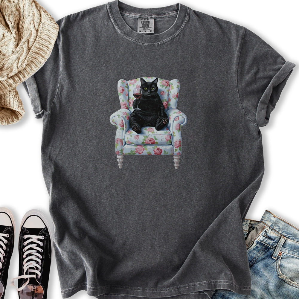 Black Cat Chair T-Shirt