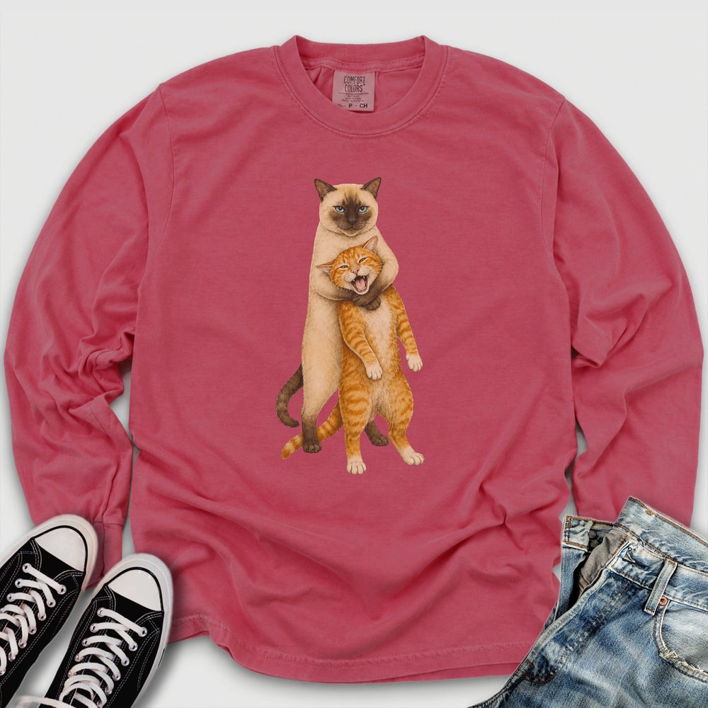 Siamese Ginger Cat Headlock Long Sleeve Tee