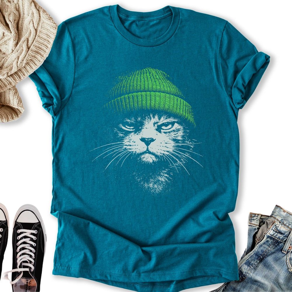 Green Beanie Cat Classic Tee
