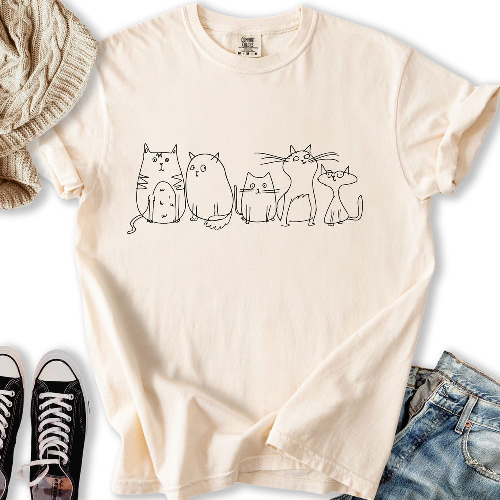 Vintage Cats Sketch T-Shirt