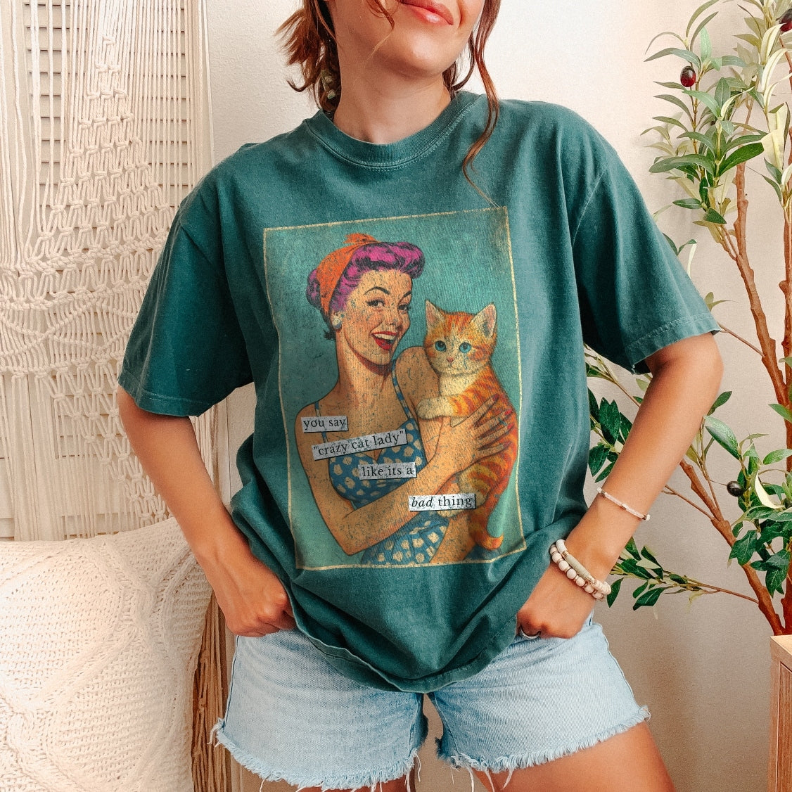 Retro Crazy Cat Lady T-shirt