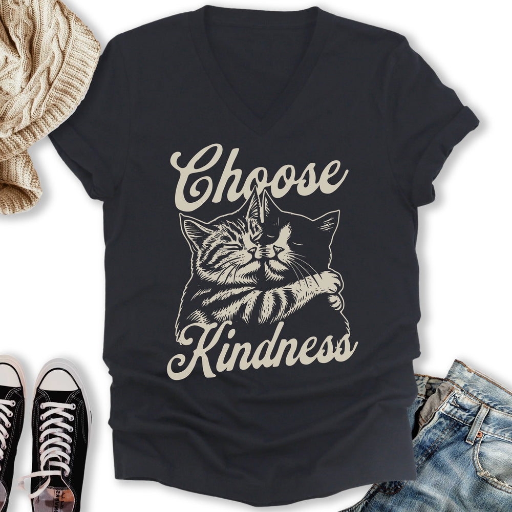 Choose Kindness Cats V-Neck Tee